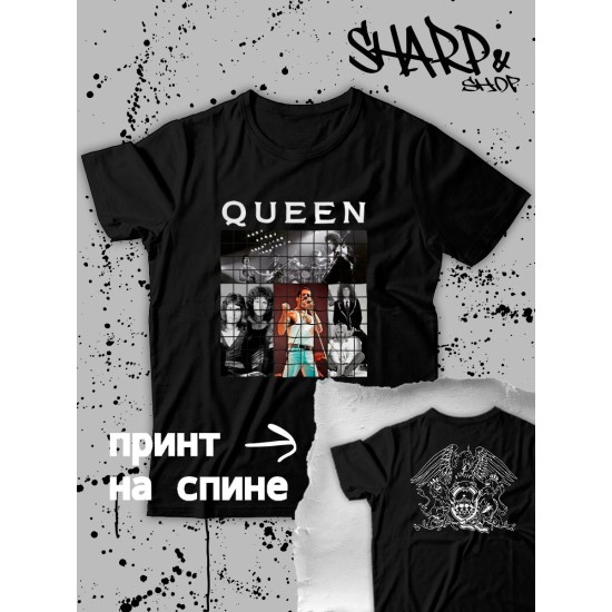 Футболка Queen Квин Фредди Меркьюри логотип с принтом, рисунком rock style, рок группа