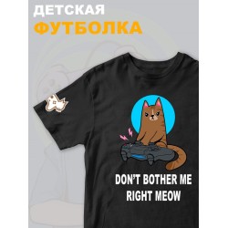 Футболка с котом геймером и надписью meow детская