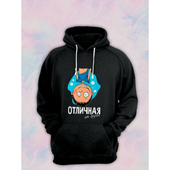 Худи парное для двоих влюбленных на свадьбу "Парочка, отличная от других" черное мужское. Худи с принтом для пар и для молодоженов.