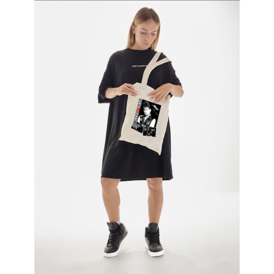 Шоппер с принтом Сектор газа. Тканевая сумка с рок музыкантом Хой в стиле street style.