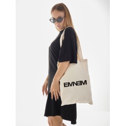 Шоппер Эминем Eminem rap с принтом и надписью в стиле рэп music с музыкальной тематикой бежевый, стритстайл сумка для шопинга и покупок тканевая мужская и женская андеграунд кэжуал casual underground.