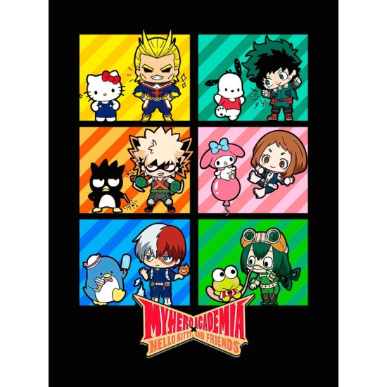 Шоппер моя геройская академия аниме hello kitty с принтом my hero academia boku no hero academia бакуго мидория тодороки kawaii anime черный, y2k сумка для шопинга и покупок тканевая женская мужская.