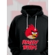 Худи парное для двоих влюбленных на свадьбу "Angry birds, злые птицы" черное мужское. Худи с принтом "Энгри Бердз, красная птичка" для пар и для молодоженов.