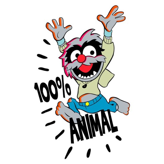 Детский шоппер Маппеты с прикольной надписью 100% animal с принтом the muppets для мальчика и девочки. Тканевая сумка детская на плечо с длинными ручками для шопинга и покупок.