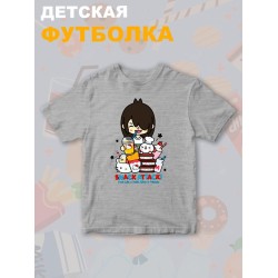Футболка с принтом Toca Boca and Hello Kitty и прикольной надписью snack attack. Футболка детская Тока Бока и Хеллоу Китти для мальчика и девочки. Одежда для детей и подростков стрит стайл кежуал.