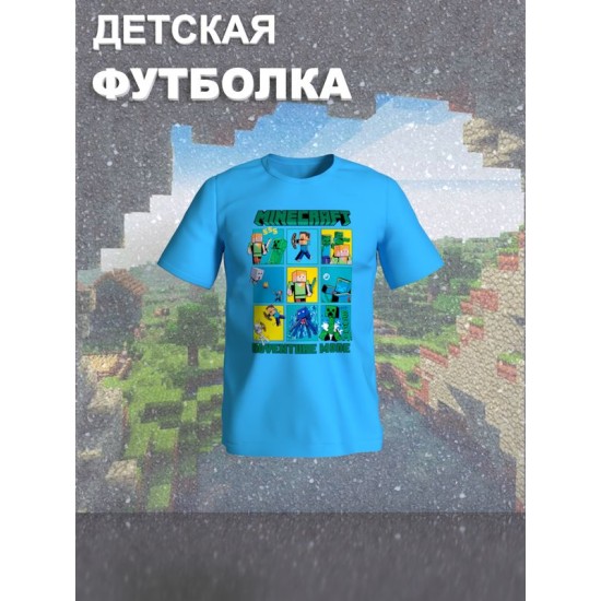 Футболка Майнкрафт с персонажами Стив и Крипер. Футболка детская с принтом Minecraft для мальчика и девочки. Одежда для детей и подростков street style casual.