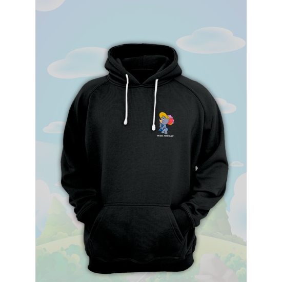 Худи парное для влюбленных с прикольной надписью "Мышь поменьше" черное женское. Худи с принтом Том и Джерри для пар и молодоженов кэжуал.