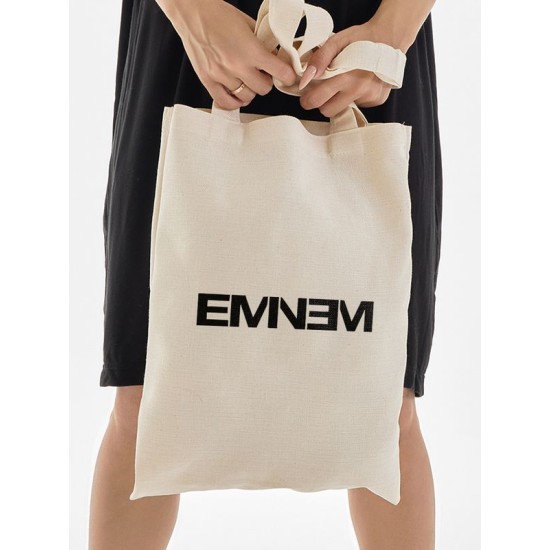 Шоппер Эминем Eminem rap с принтом и надписью в стиле рэп music с музыкальной тематикой бежевый, стритстайл сумка для шопинга и покупок тканевая мужская и женская андеграунд кэжуал casual underground.