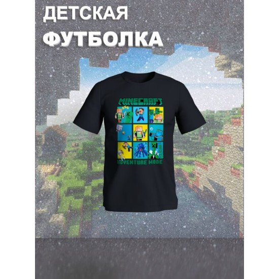 Футболка Майнкрафт с персонажами Стив и Крипер. Футболка детская с принтом Minecraft для мальчика и девочки. Одежда для детей и подростков street style casual.