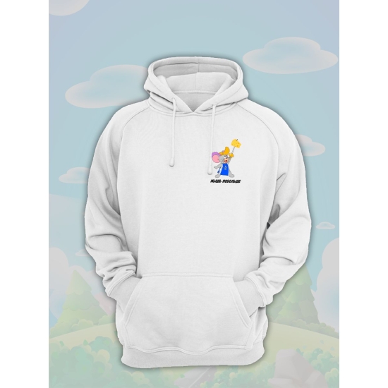 Худи парное для влюбленных с прикольной надписью "Мышь побольше" белое мужское. Худи с принтом Том и Джерри для пар и молодоженов кэжуал.