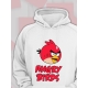Худи парное для двоих влюбленных на свадьбу "Angry birds, злые птицы" белое мужское. Худи с принтом "Энгри Бердз, красная птичка" для пар и для молодоженов.