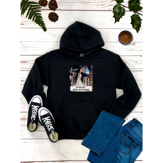 Худи с принтом Царевна Несмеяна оверсайз черное. Худи унисекс с картиной Васнецова в стиле кэжуал.