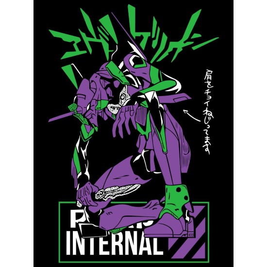 Шоппер с принтом из мультсериала Евангелион. Тканевая сумка Evangelion Eva 01 в стиле street style для молодежи.