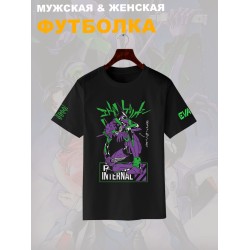 Футболка с принтом из мультсериала Евангелион в стиле аниме. Футболка унисекс Evangelion Eva 01 в стиле street style для молодежи.