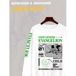 Свитшот с принтом из мультсериала Евангелион оверсайз. Свитшот унисекс Evangelion neon genesis в стиле street style для молодежи.