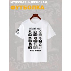 Футболка с принтом рок-музыканты оверсайз белая. Футболка унисекс с лидерами рок-групп для фанатов рока и кантри в стиле 90-х.