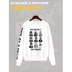 Свитшот с принтом рок-музыканты оверсайз белый. Свитшот унисекс с лидерами рок-групп для фанатов рока и кантри в стиле 90-х.