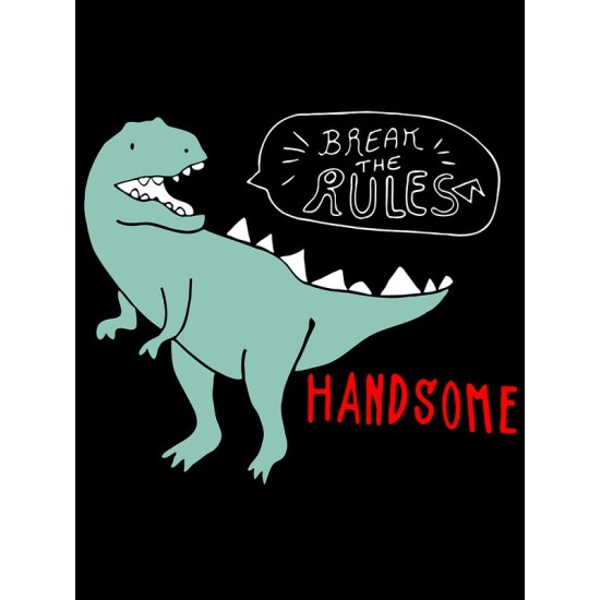 Детский шоппер Динозавры с персонажем Dino и прикольной надписью Break the rules для мальчика и девочки. Тканевая сумка на плечо casual.