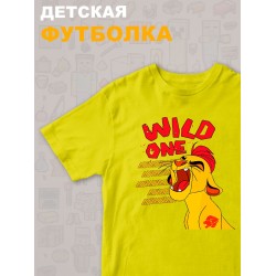 Футболка Король Лев с прикольной надписью wild one. Футболка детская с персонажем Кайон из the Lion King для мальчика и девочки. Одежда для детей и подростков стрит стайл кежуал.