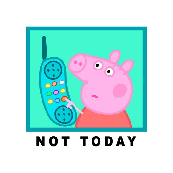 Футболка с героем Свинка Пеппа и прикольной надписью not today. Футболка детская с принтом Peppa pig для мальчика и девочки. Одежда для детей и подростков стрит стайл кежуал.