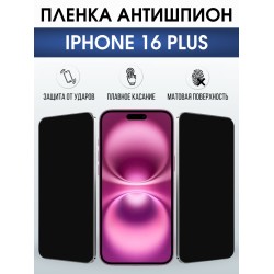 Защитная пленка на телефон iPhone 16 Plus антишпион. Полиуретановая бронепленка на экран смартфона Айфон 16 плюс.