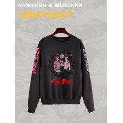 Свитшот с принтом из мультсериала Магическая битва оверсайз. Свитшот унисекс Юдзи Итадори в стиле street style для молодежи.