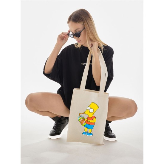 Шоппер Барт Симпсон и мем Simpsons с принтом y2k