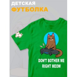 Футболка с котом геймером и надписью meow детская