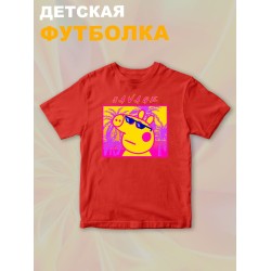 Футболка с героем Свинка Пеппа и прикольной надписью savage. Футболка детская с принтом Peppa pig для мальчика и девочки. Одежда для детей и подростков стрит стайл кежуал.