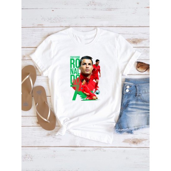 Футболка криштиану роналду реал мадрид cristiano ronaldo с принтом игроков футбола футболистов для фаната футбола, белая мужская и женская прикольная одежда кэжуал casual sportswear спортивный стиль.