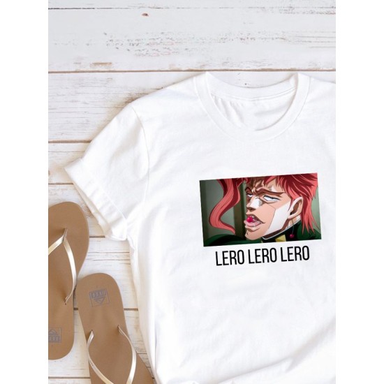 Футболка джо джо какеин и вишенка с принтом аниме мем с джоджо Kakyouin lero lero jojo bizarre adventure anime merch, белая женская мужская андеграунд стрит стайл одежда кэжуал стритстайл y2k casual.