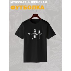 Футболка криминальное чтиво бивис и батхед прикол и эстетика с принтом pulp fiction beavis butthead aesthetic в стиле ретро, черная женская мужская прикольная y2k андеграунд одежда кэжуал underground.