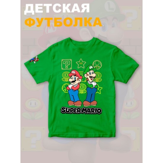 Футболка супер марио и луиджи брос nintendo y2k детская