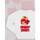Парный свитшот для двоих влюбленных на свадьбу "Angry birds" белый женский. Свитшот с принтом "Энгри Бердз" для пари для молодоженов.