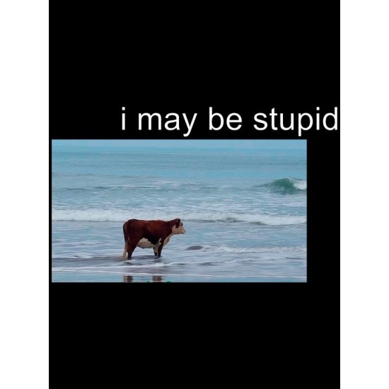 Шоппер с коровой оверсайз черный. Шоппер с надписью "I may be stupid" в стиле кэжуал для молодежи унисекс.
