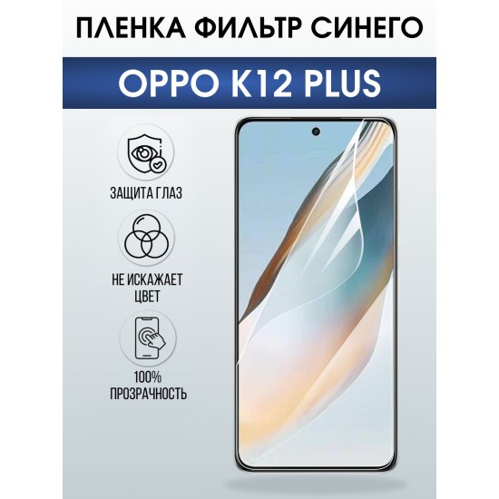 Защитная пленка на телефон Oppo K12 plus anti blue ray. Полиуретановая бронепленка на экран смартфона Оппо к12 плюс.