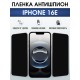 Защитная пленка на телефон iPhone 16e антишпион. Полиуретановая бронепленка на экран смартфона Айфон 16е.