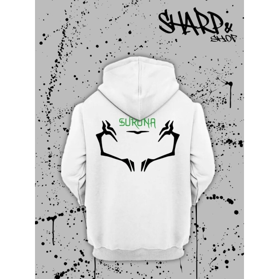 Худи с принтом из мультсериала Магическая битва оверсайз. Худи унисекс jujutsu kaisen Sukuna в стиле street style для молодежи.