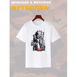 Футболка с Какаши аниме мерч ниндзя с принтом Kakashi Shippuden ninja Ripple Junction anime merch otaku, белая женская мужская, y2k андеграунд прикольная одежда кэжуал стритстайл, underground casual.