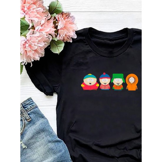 Футболка южный парк south park персонажи с принтом мем прикол эрик картман стэн кенни кайл, черная женская мужская стрит стайл мемная прикольная одежда кэжуал, андеграунд стритстайл casual y2k style.