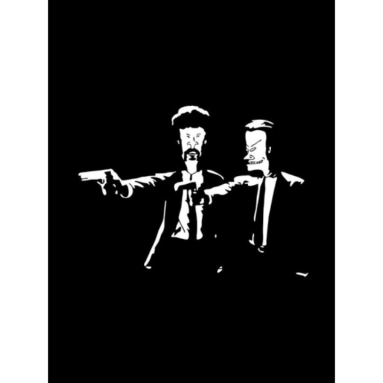 Шоппер криминальное чтиво бивис и батхед прикол и эстетика с принтом beavis butthead pulp fiction в стиле ретро черный, стритстайл y2k сумка для шопинга и покупок тканевая женская и мужская кэжуал.