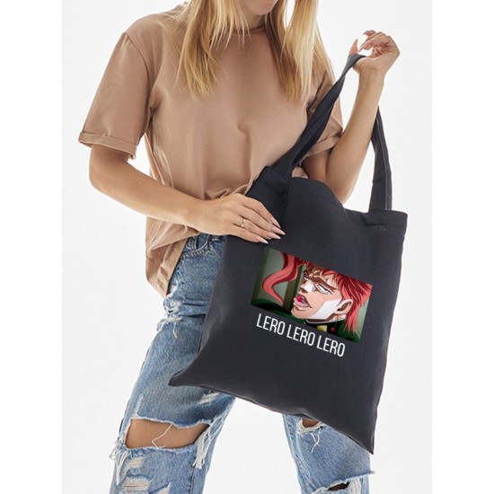 Шоппер jojo джо джо какеин и вишенка аниме с принтом мем с джоджо Kakyouin lero lero jojos bizarre adventure anime merch черный, y2k стритстайл сумка для шопинга и покупок тканевая женская и мужская.