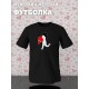 Парная футболка на День святого Валентина черная мужская. Футболка с принтом "Влюбленный парень и красное сердечко" для пар и молодоженов на 14 февраля, аниме в стиле чиби.