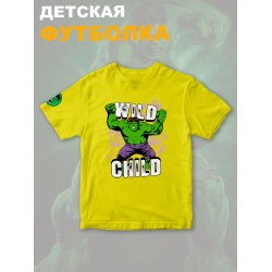 Футболка с героем Халк и прикольной надписью wild child. Футболка детская с принтом Hulk из Marvel comics для мальчика и девочки. Одежда для детей и подростков стрит стайл кежуал.