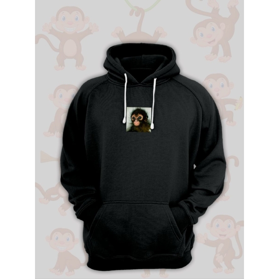 Худи парное для влюбленных с прикольной картинкой Обезьянка черное мужское. Худи с принтом monkey для пар и молодоженов в стиле y2k.