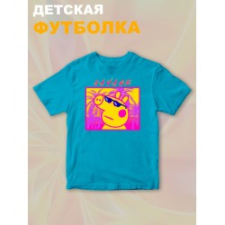 Футболка с героем Свинка Пеппа и прикольной надписью savage. Футболка детская с принтом Peppa pig для мальчика и девочки. Одежда для детей и подростков стрит стайл кежуал.