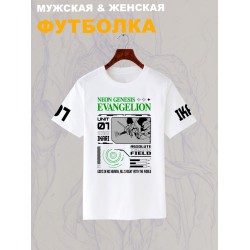Футболка с принтом из мультсериала Евангелион в стиле аниме. Футболка унисекс Evangelion neon genesis в стиле street style для молодежи.