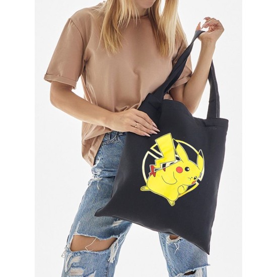 Шоппер пикачу покемон покебол аниме Pokemon Pikachu с принтом pokeball anime merch style kawaii kawai черный, стритстайл сумка для шопинга и покупок тканевая женская мужская кэжуал casual y2k style.
