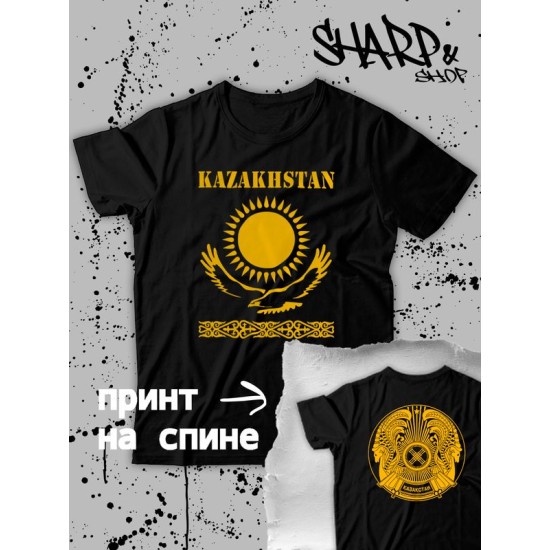 Футболка с флагом Казахстана и надписью Kazakhstan