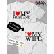Парная футболка для двоих влюбленных на свадьбу "I love my wife" белая мужская. Футболка с принтом "Я люблю свою жену" для пар и для молодоженов.